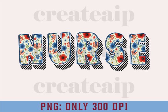 Boho Nurse 4th of July USA Floral PNG