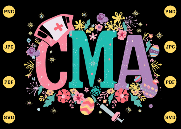 CMA Nurse Easter Sublimation PNG for Embroidery Projects