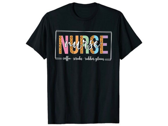 Colorful Leopard Print Nurse T-Shirt