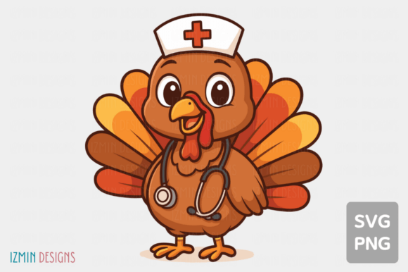Cute Nurse Turkey Thanksgiving Art