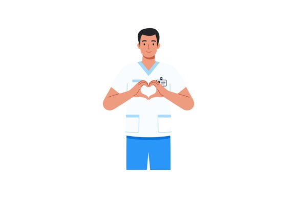 Male Nurse Making Heart Shape with Hands