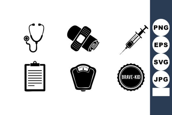 Medical Health Icons Vector Set with Ste
