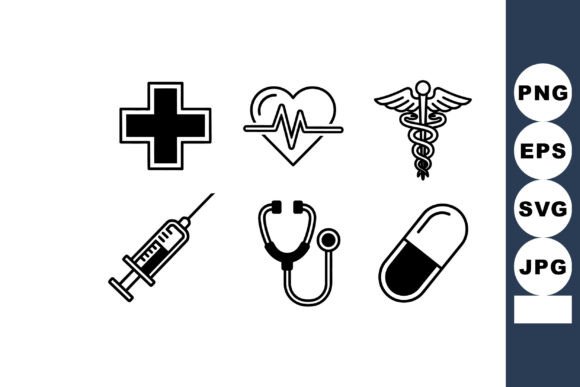 Medical Icons Set Including Cross Heart