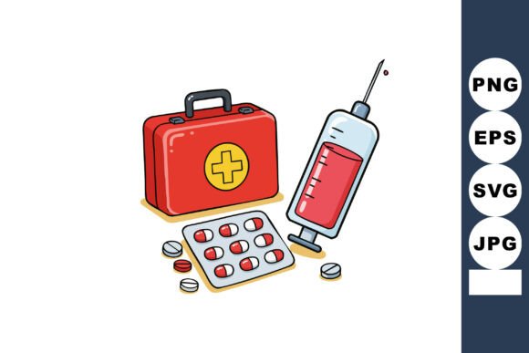 Medical Syringe First Aid Kit and Pills