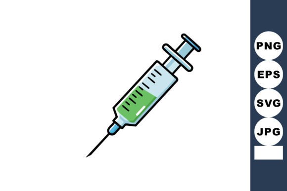 Medical Syringe with Green Liquid Vaccin