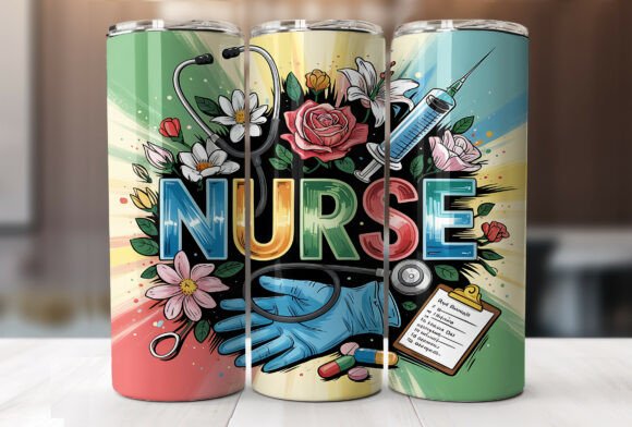 Nurse 20oz Tumbler Wrap PNG Sublimation