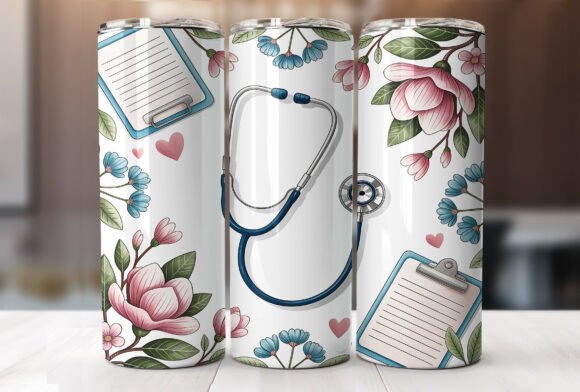 Nurse Stethoscope 20oz Tumbler Wrap PNG