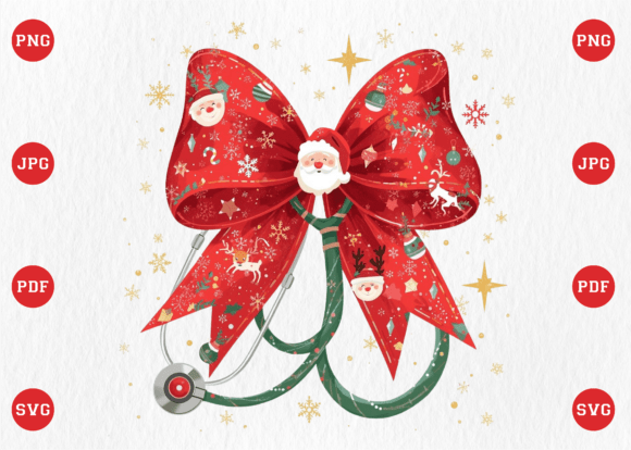 Santa Claus Nurse Coquette Bow PNG