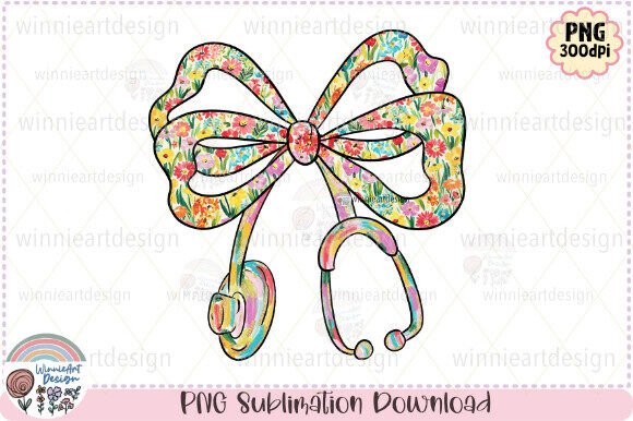 Stethoscope Nurse Spring Brushstroke Bow
