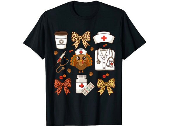 Thanksgiving Turkey Cute Nurse T-Shirt